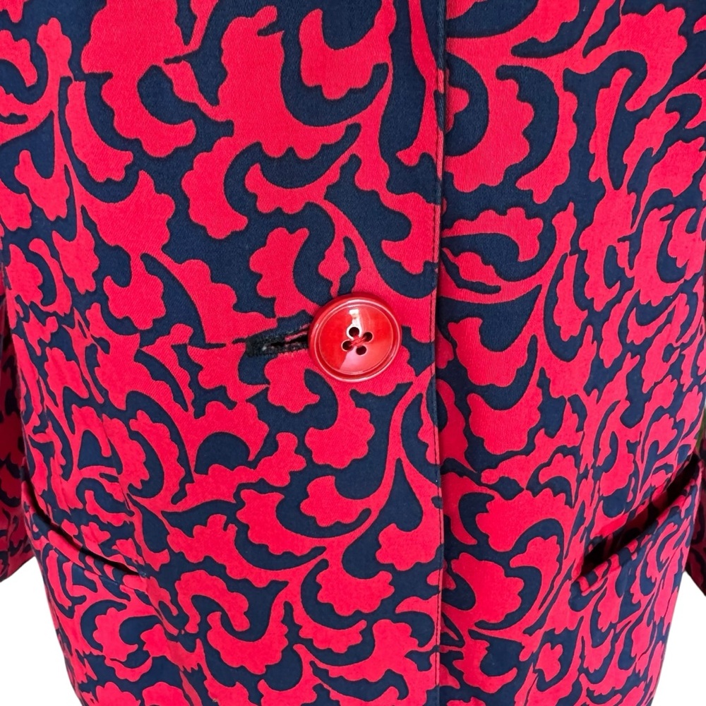 Vintage 80s Gianfranco Ferre Red and Blue Print Jacket Skirt Suit Set Large - Picture 4 of 14